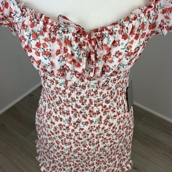 J for Justify Floral Ruched Mini Dress Size Large NWT - Picture 3 of 8